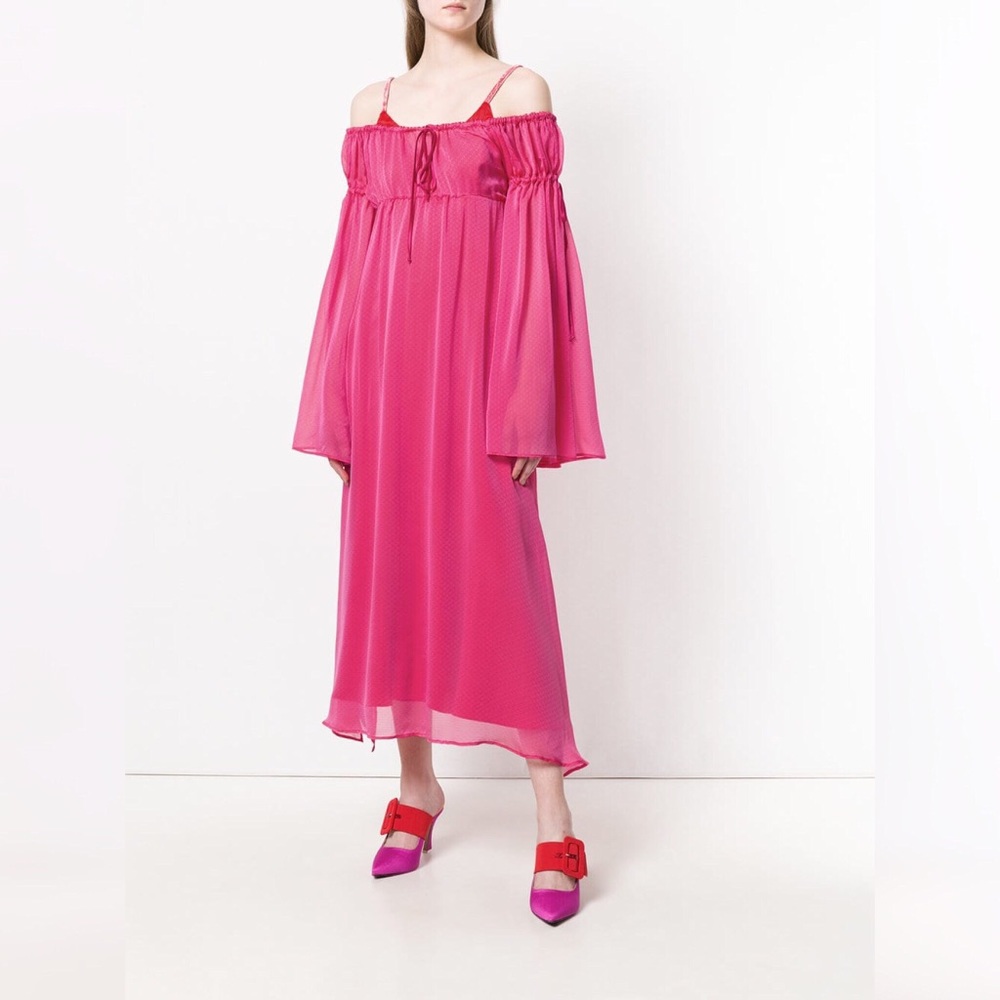 ATTICO off shoulder mid-lenght dress